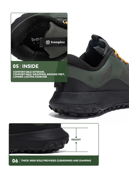 Baasploa Wanderschuhe Herren Outdoor Wasserdicht Camping Beständig Rutschfeste Turnschuhe Männlich Lässig Leichte Schnür-Wanderschuhe