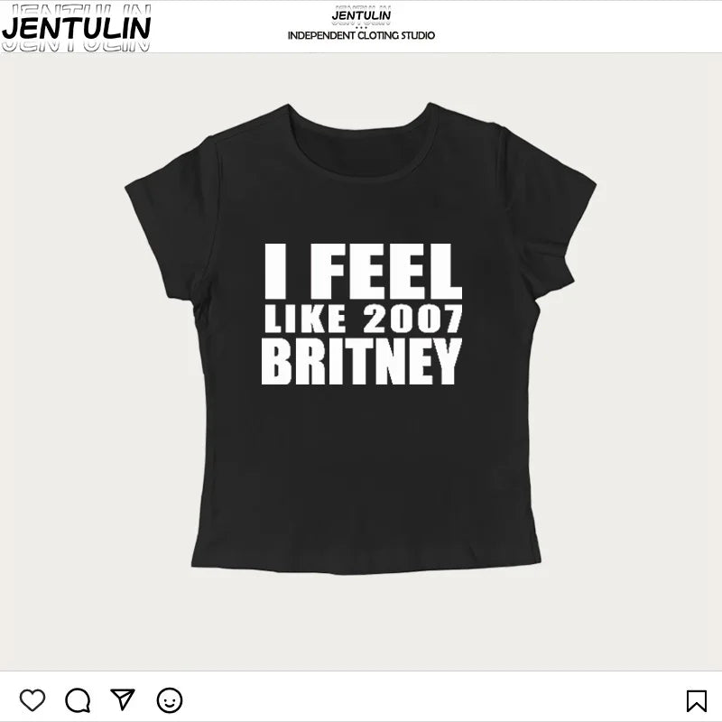 Y2K 2000er Jahre Vintage Crop Top Brief Drucken Casual Kurzarm T-shirt Mode Spicy Girl Sexy Baby T 2025 Sommer Frau Kleidung.