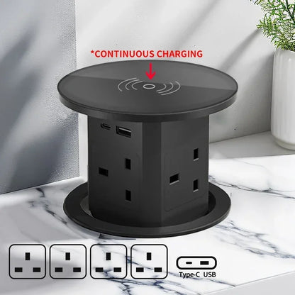 Us uk au stecker power küchentisch steckdose pop up desktop steckdosen strom ladung usb aluminium regal, versteckt, eingebaut.