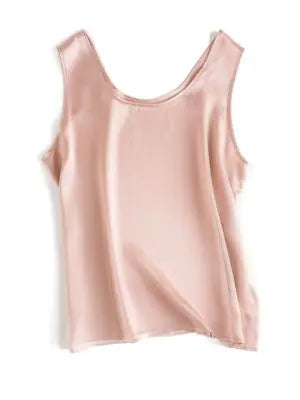 SuyaDream. Damen Basic Cozy Tanks, 100 % echte Seide, O-Ausschnitt, ärmelloses, schickes T-Shirt, 2025, solide Sommerwesten, Weiß, Rosa, Beige