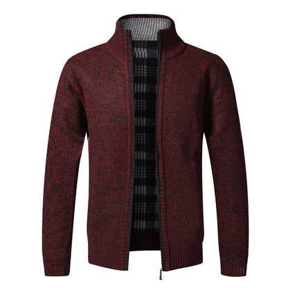 Autumn Winter Warm Cardigan Men Fleece Sweaters Full Zip Jackets Slim Fit Luxury Brand Knitted Sweater Coat American Jersey.