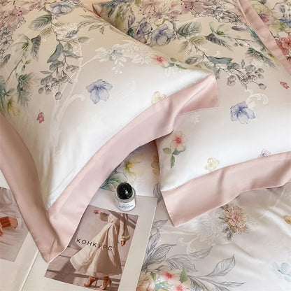 Flowers Prints Bedding Set Lyocell Eucalyptus Fiber Super Soft Silky Cool Feeling Duvet Cover Bed Sheet/Fitted Sheet Pillowcases.