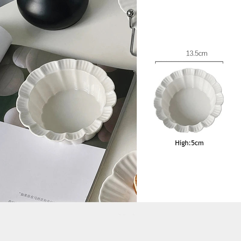 Ahunderjiaz-French Beige Ceramic Tableware Set, Underglaze Dessert Tray, Rice Bowl, Fish Plate, Kitchen Tableware Set, Cream Sty.