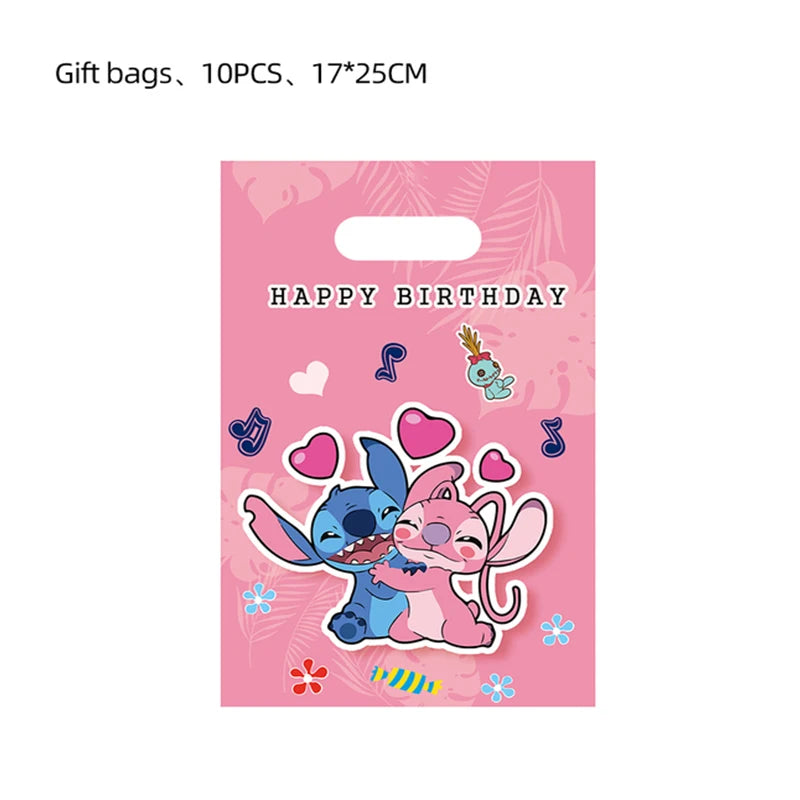 Disney Rosa Stich Geburtstag Party Dekorationen Mädchen Einweg Geschirr Ballon Kuchen Topper Tischdecken Liefert Baby Dusche