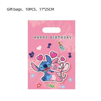 Disney Rosa Stich Geburtstag Party Dekorationen Mädchen Einweg Geschirr Ballon Kuchen Topper Tischdecken Liefert Baby Dusche