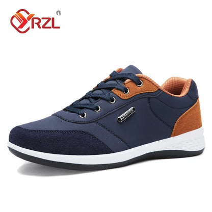 YRZL Men Shoes Spring Autumn Waterproof Walking Sneakers Leisure Male Leather Sports Shoes Non-Slip Footwear Tennis for Men