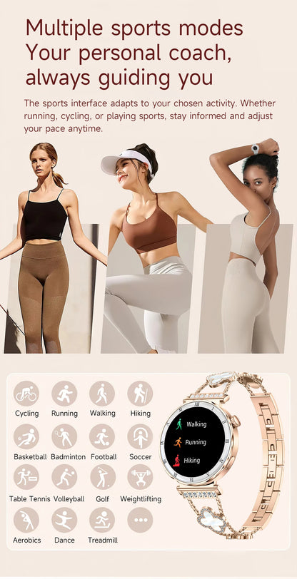 LIGE Luxury 1.19” AMOLED Screen Smart Watch Women Health Monitor Women's Wristwatch Bluetooth Call Waterproof Ladies Smartwatch.