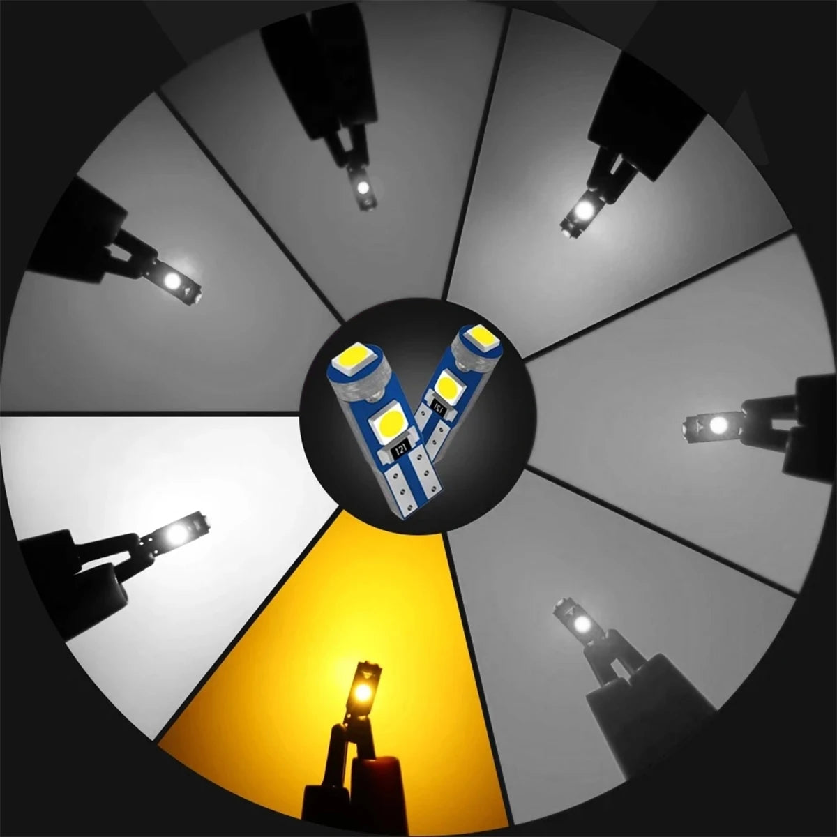 10X T5 Led-lampe W3w Auto Lichter Lizenz Lampe Motorrad Dashboard Licht Auto 3smd 12v Canbus Innen Mini rote Dome Lesen Lampen.