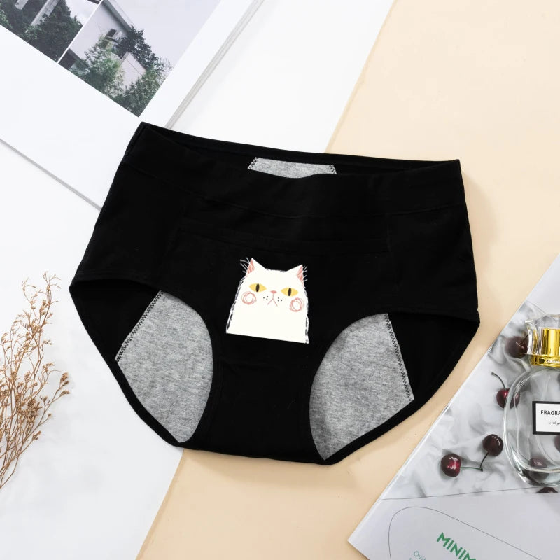 Women's Panties UnderwearLeakproofBreathable Briefs MenstrualPants PlusSizeWaterproof Mid Waist Organic Cotton Protective Briefs