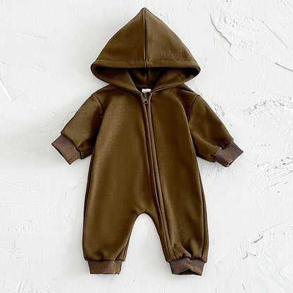 Baby Body suits einteilige Kapuze Reiß verschluss Overall dicke Neugeborene Baby kleidung Baby Boy bequeme warme Mädchen Baby kleidung Stram pler.