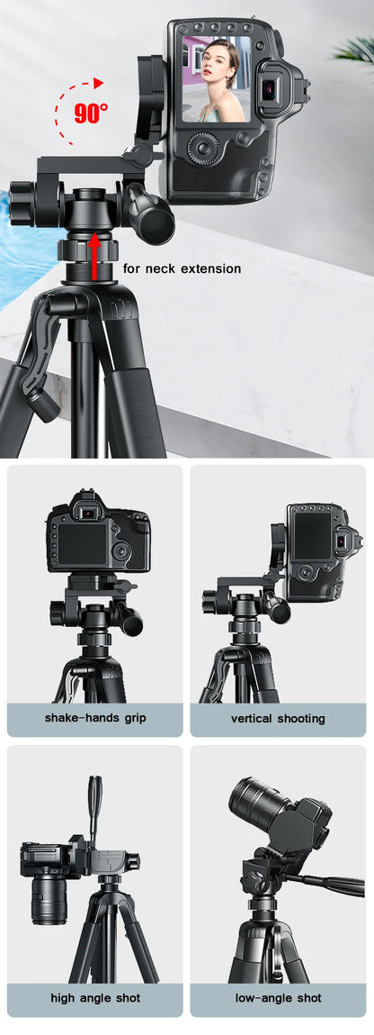 Phone Travel Self Tripod  Aluminum Tall 55” 140CM Stand With Quick Plates Mount Pan Head For Canon Nikon DSLR SLR Digital Camera.