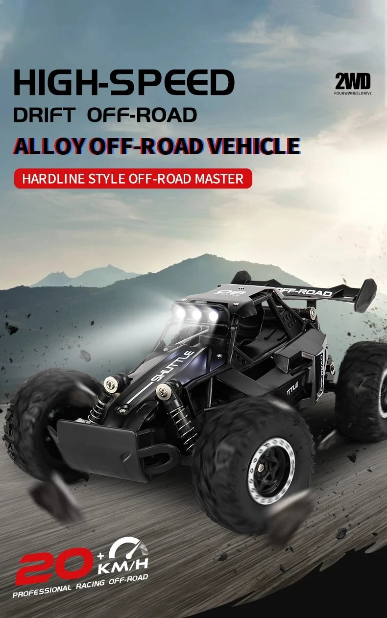 Remote Control Car RC Drift Racing 1:16 Vehicle Off Road Alloy 2.4G Radio High-Speed Trucks With LED Light Climbing Gift Kid Toy.