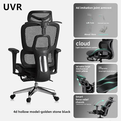 UVR Mesh-Bürostuhl, ergonomisches Design, Sessel für Zuhause, verstellbare Boss-Rückenlehne, Hocker mit Fußstütze, Spielstuhl-Möbel