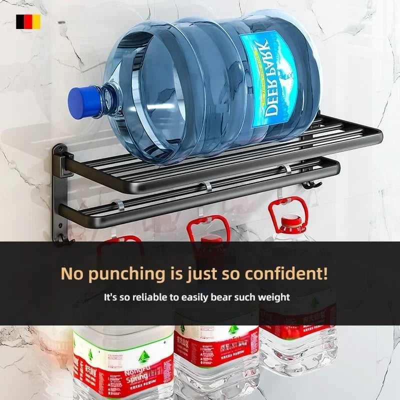 Beliebter Stil, 40/50 cm, selbstklebende Wandhalterung für Badezimmer, wasserdicht und rostfrei, Aufbewahrungsregal mit Haken, Handtuchhalter