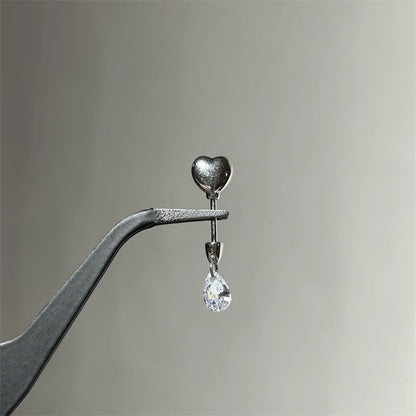 1 PCS Thorn Love Heart Water Droplet Zircon Ear Bone Nail 316L Medical Titanium Steel Earrings for Women Y2K Punk Jewelry.