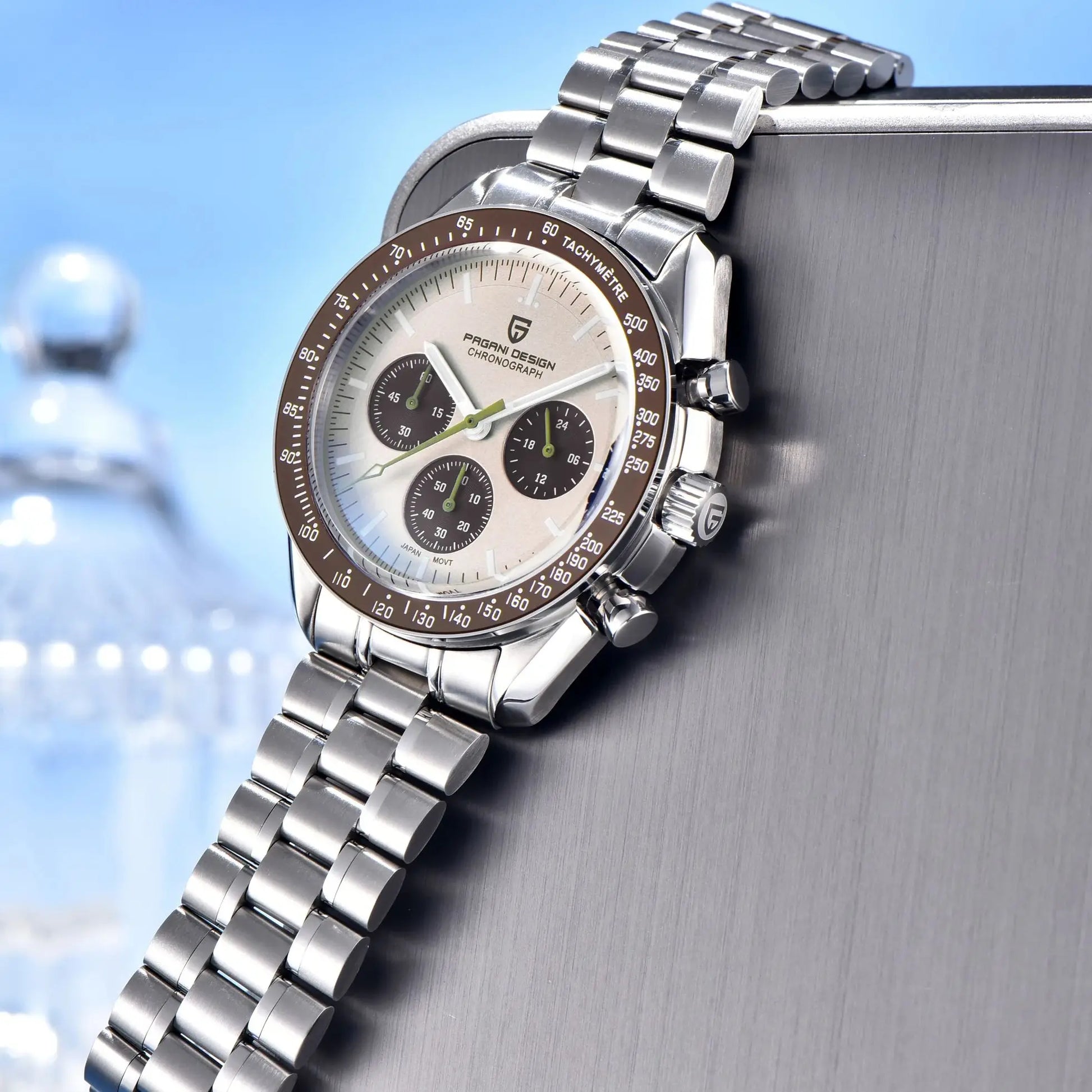 PAGANI DESIGN 2025 New Saturn Men's Watches Top Luxury Quartz Watch Men Light Tan Chronograph AR Sapphire crystal Wristwatch Men.