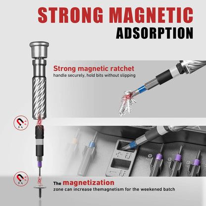 VMAN 66in1 Multifunktions-Ratschenschraubendreher-Set, mehrere magnetische Bits, Mini-Reparatur-Werkzeug-Set, Haushaltswerkzeug für PC und Schreibtisch usw.