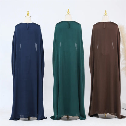 Ramadan Satin 2 Piece Abaya Modest Muslim Sets Kebaya African Dresses For Women Robe Femme Musulmane Caftan Marocain Vestidos.