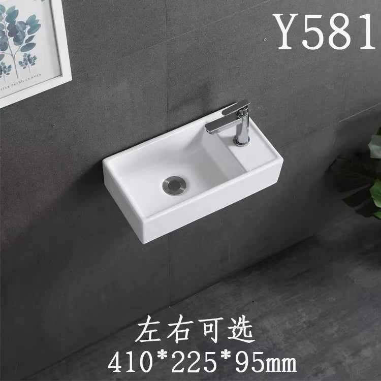 Kompaktes, an der Wand montiertes Keramikwaschbecken – kleines quadratisches Waschbecken, platzsparendes Design für Badezimmer, Balkon oder Waschtisch