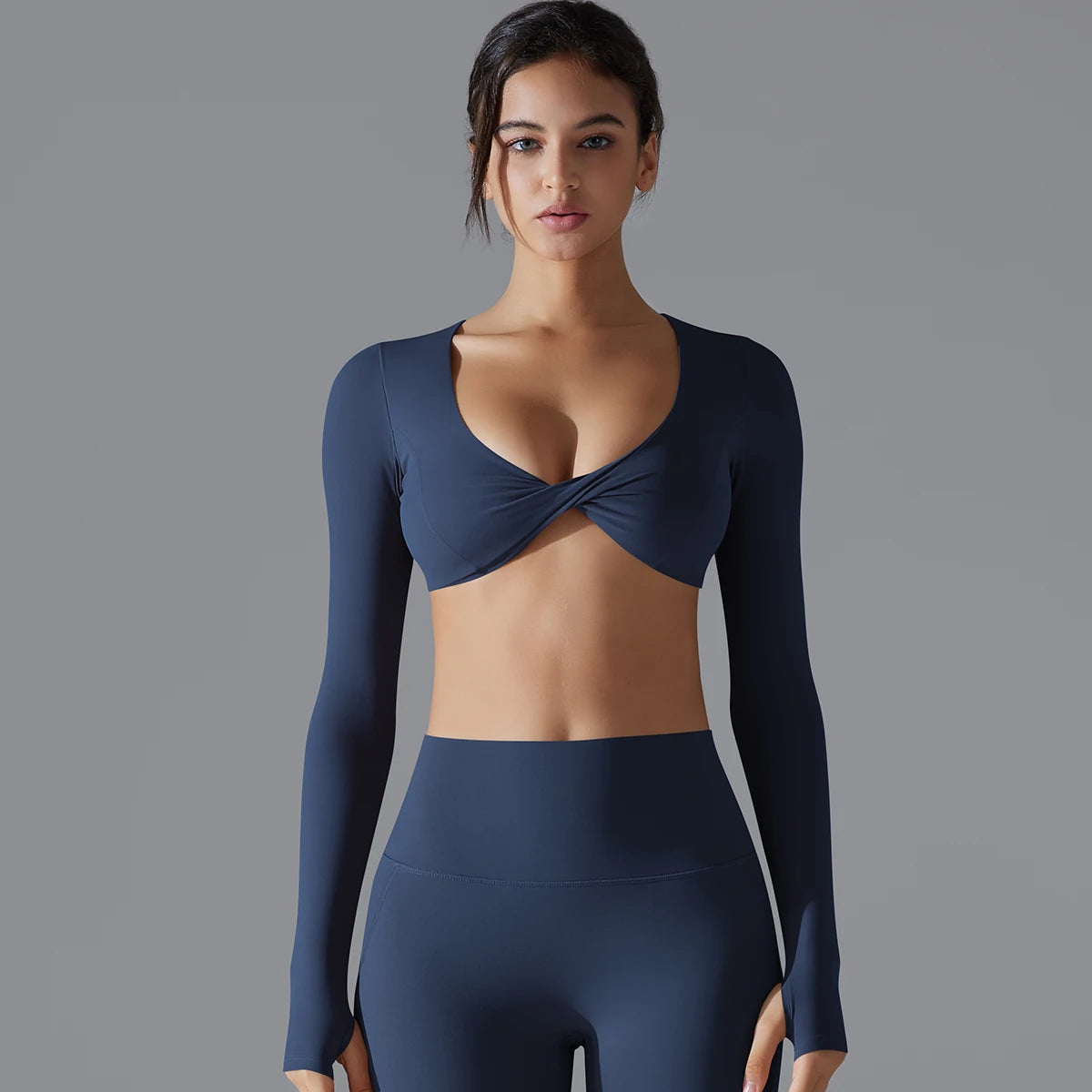 Yoga Long Sleeve Slim Sexy Breathable Quick Drying Sport Brassiere Gym Push Up Shockproof High Intensity Pilates Clothes Women.