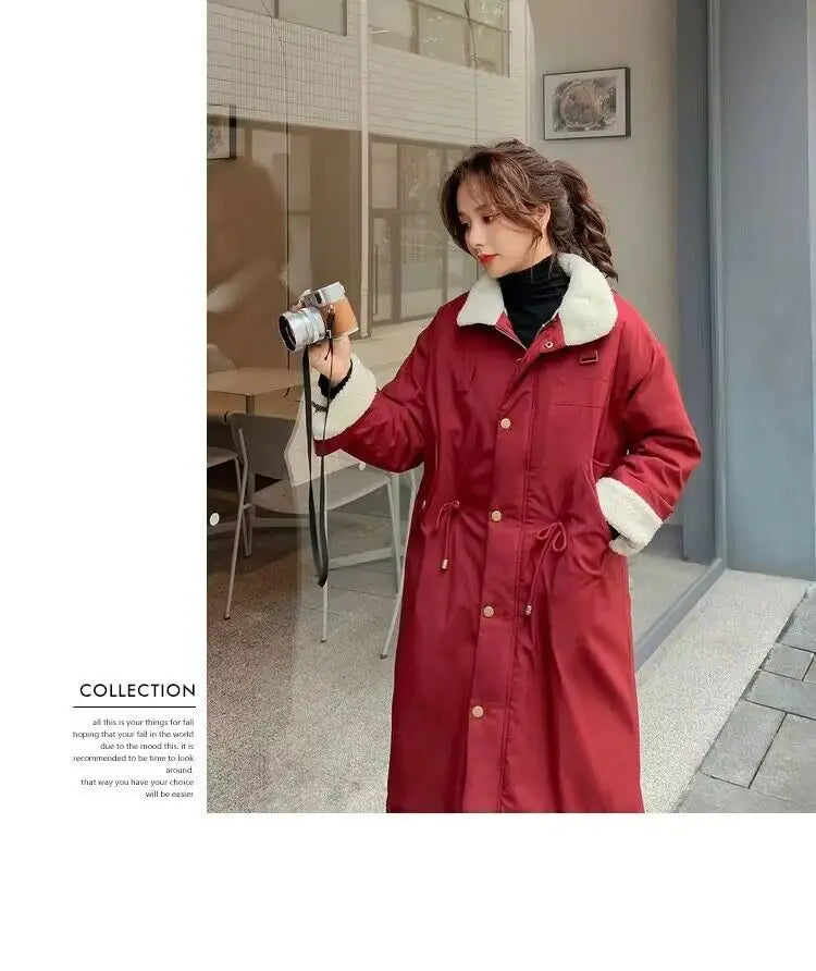 Daunen-Baumwoll-Parkas-Jacke für Damen, mittellang, über dem Knie, 2025, neue koreanische lockere Mode, Winter, gepolstert, weiblich, verdickt