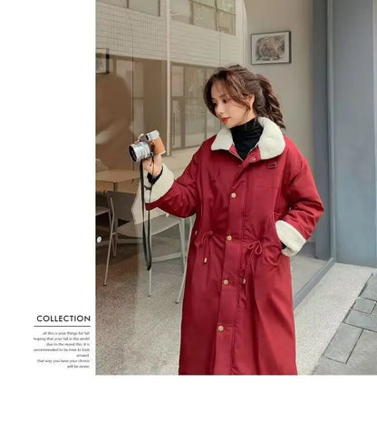 Daunen-Baumwoll-Parkas-Jacke für Damen, mittellang, über dem Knie, 2025, neue koreanische lockere Mode, Winter, gepolstert, weiblich, verdickt