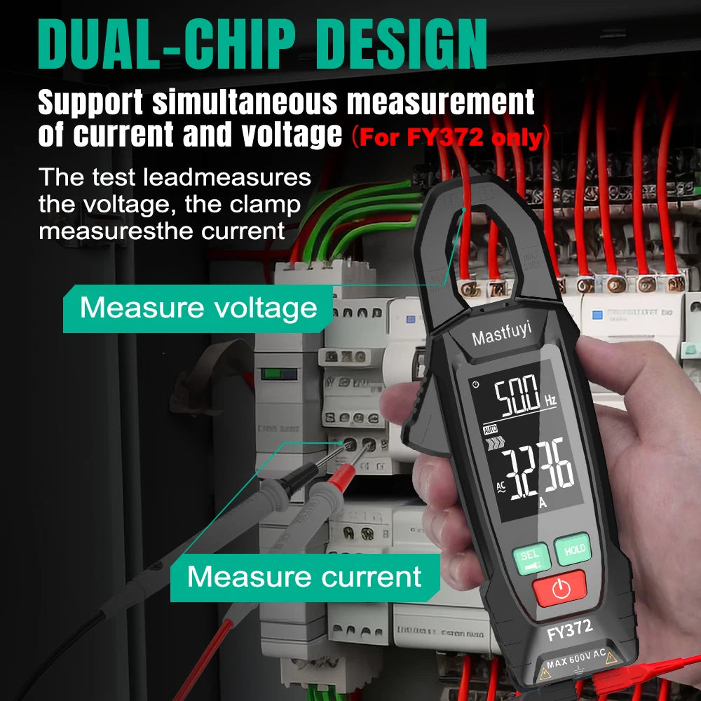 MASTFUYI AC-Stromzangenmessgerät, digital, 10.000 Zählungen, Multimeter, Amperemeter, Spannungsprüfer, Autoverstärker, Hz, Kapazität, NCV, Ohm-Werkzeug