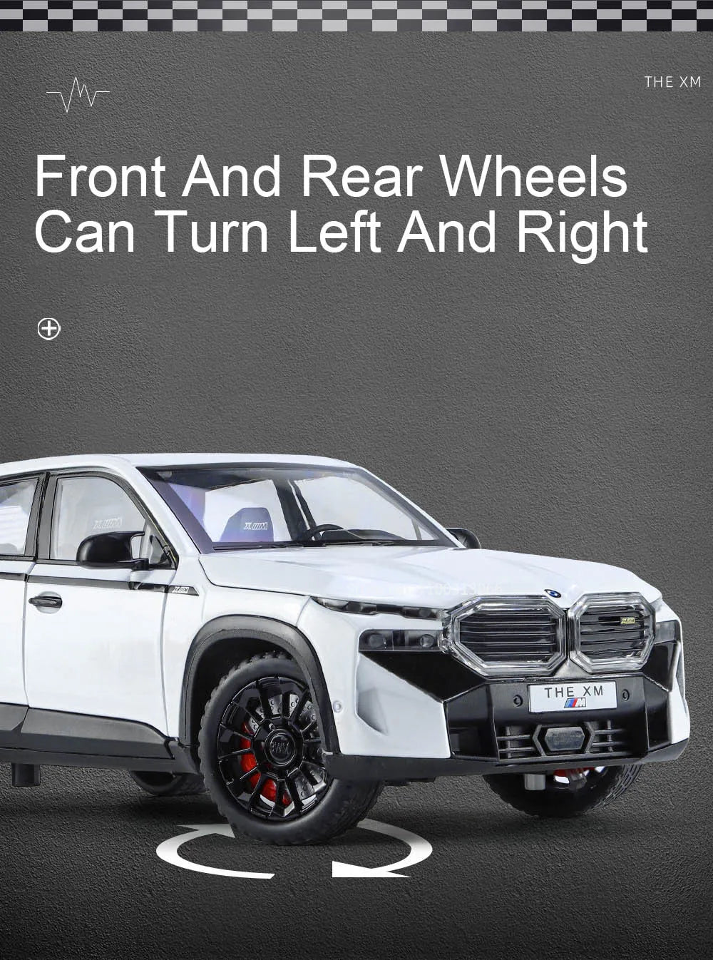 1/24 The XM Alloy Car Models Toy Diecasts Off-road Vehicles with Light Sound Pull Back Function SUV Car Toys for Kids Boys Gifts.