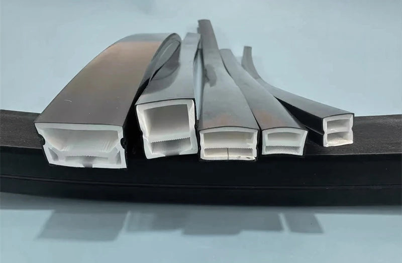 1-5m Black Silicone Tube LED Neon Light DC12V Flexible Recessed Diffuser Channel Waterproof Wall Ceiling Ribbon Rope Strip Light.