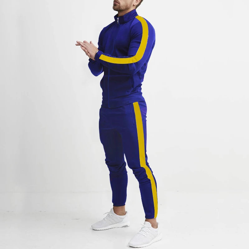 Frühling und Herbst neue Freizeit Herren Sport Set farbige Herren Stehkragen Casual Set trend ige Sport 2-teiliges Set.