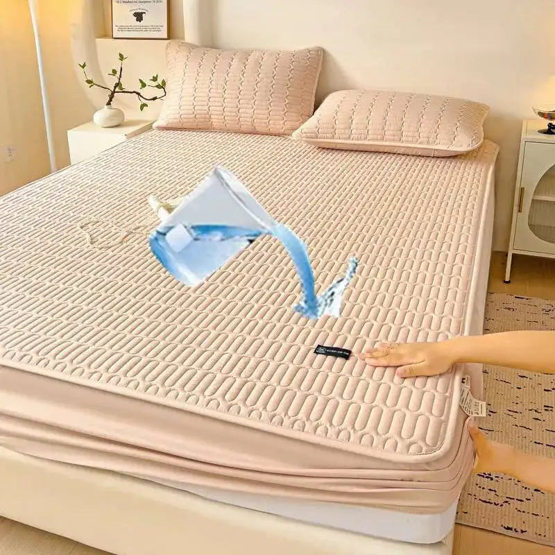 Solstice Waterproof Quilted Mattress Cover - Thickened 매트리스커버 (No Pillowcase), Fits 8-12" Deep Mattress, Home Bed Linen