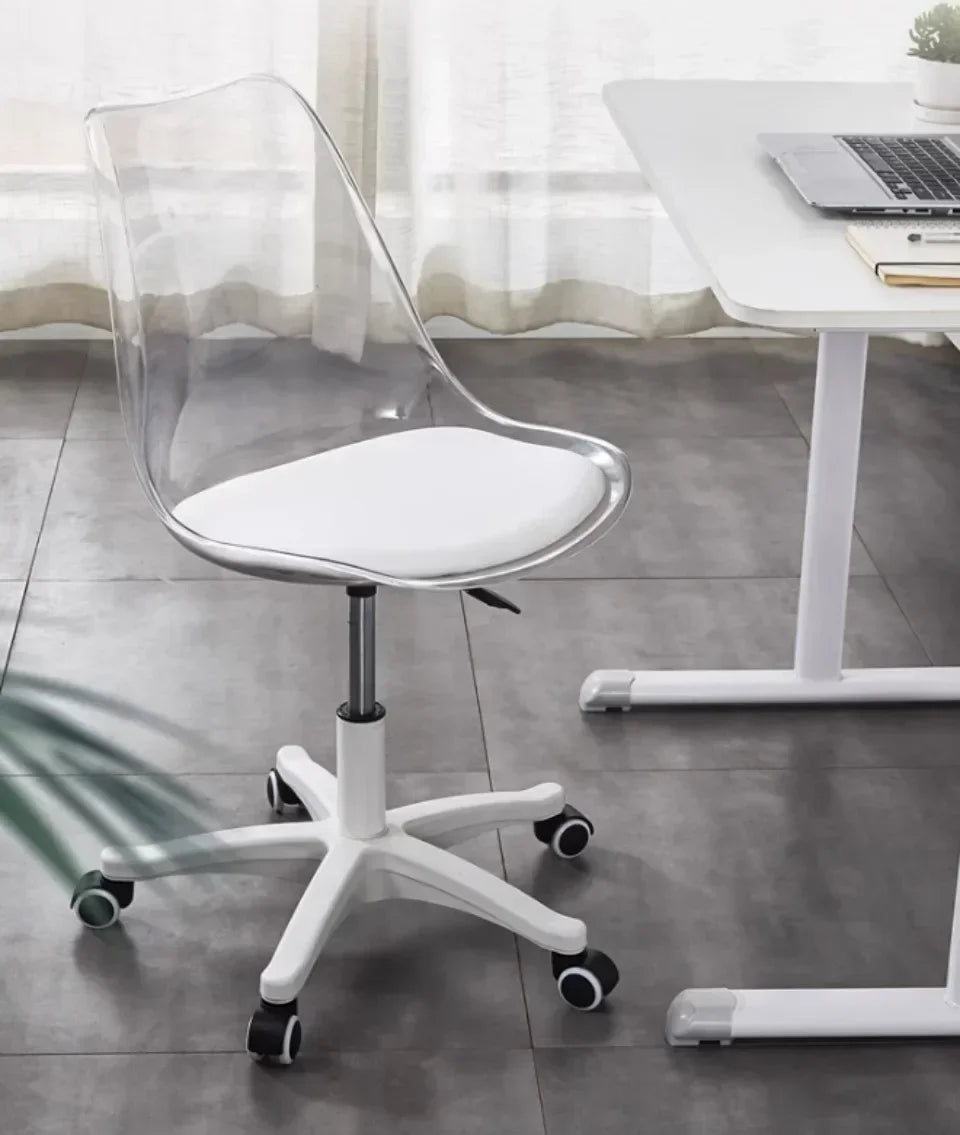 Weiches Kissen Rotierender Computerstuhl Transparenter Kunststoff Drehstuhl Haushalt Schlafzimmer Hebetische Stühle Haushaltsgegenstände
