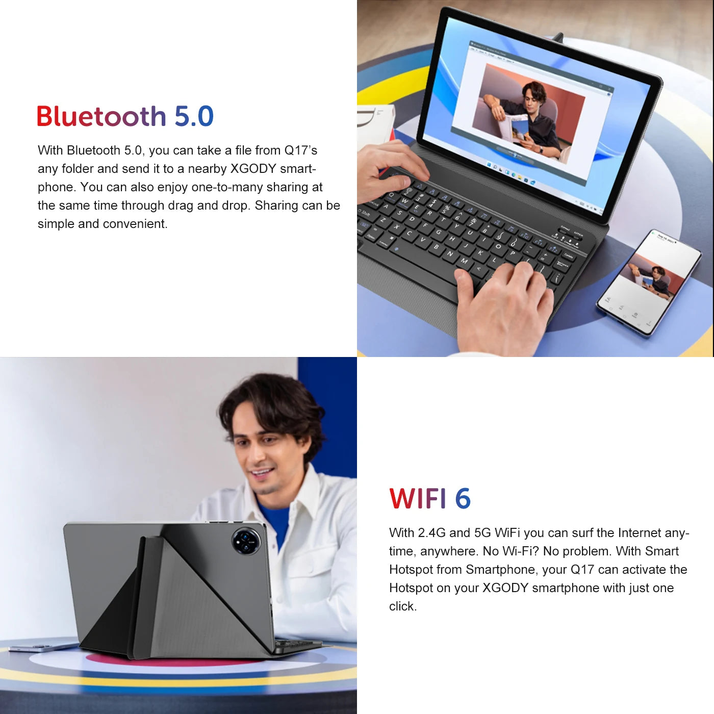 XGODY Q17 Android 15 Tablet 11 inch A573 Octa-Core CPU 2K HD Touch Screen 16GB RAM 256GB ROM Android 15 8000mAh 13MP+8MP Camera.