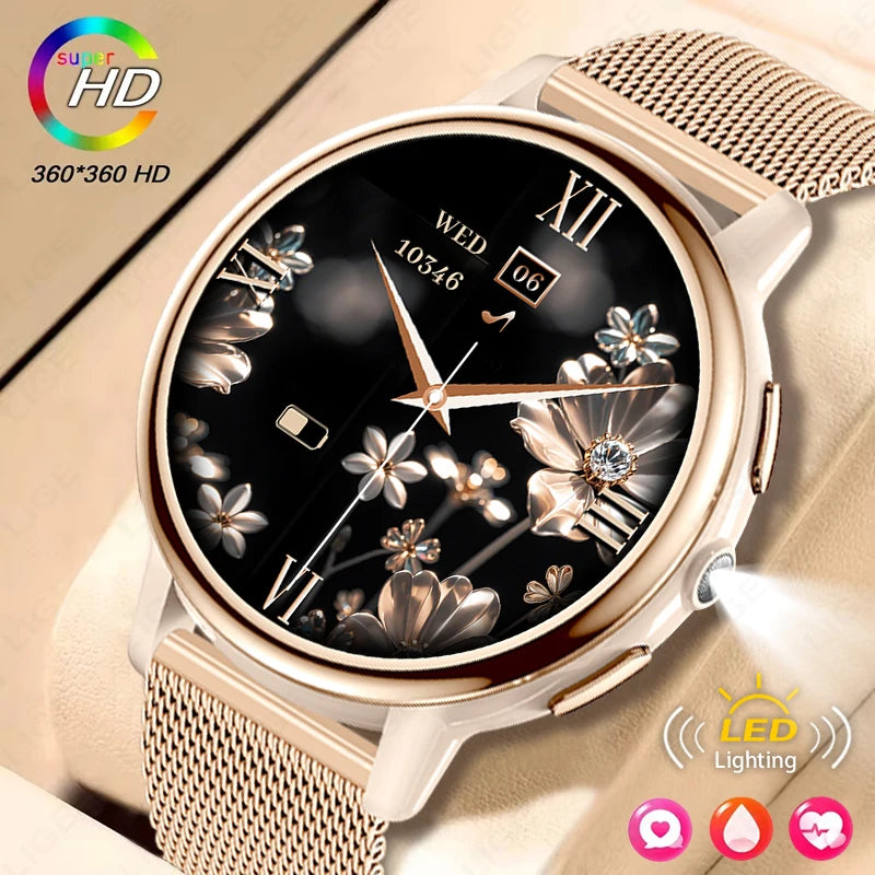 LIGE 2025 New 1.26 inch Screen Smart Watch Women IP68 Waterproof Sports Women’s Health Monitor Watches Bluetooth Call Smartwatch.