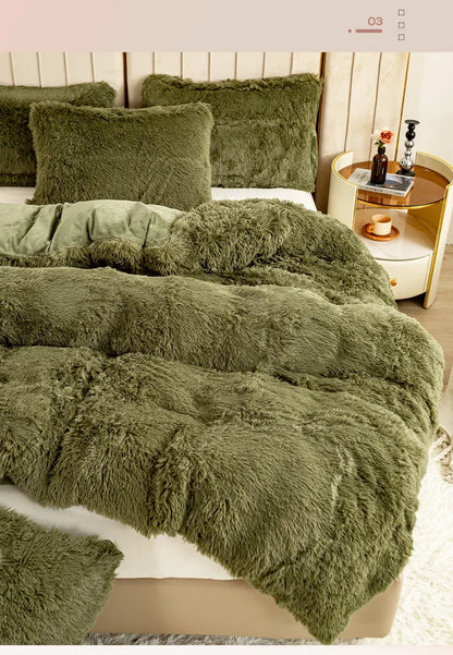 3/4PCS Luxurious Plush Duvet Cover Set – Cozy & Soft Bedding, Perfect for Bedroom Comfort, Ideal for Guest Rooms and Dorm Aesth