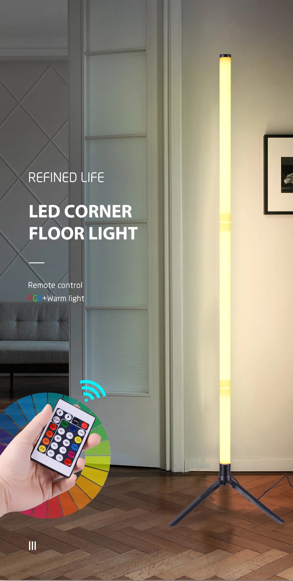 1PC RGB Stehleuchte RGB Ecke Stehleuchte Schlafzimmer Umgebungsbeleuchtung Skandinavischen Stil Farbwechsel Dimmbare Weiche Beleuchtung.