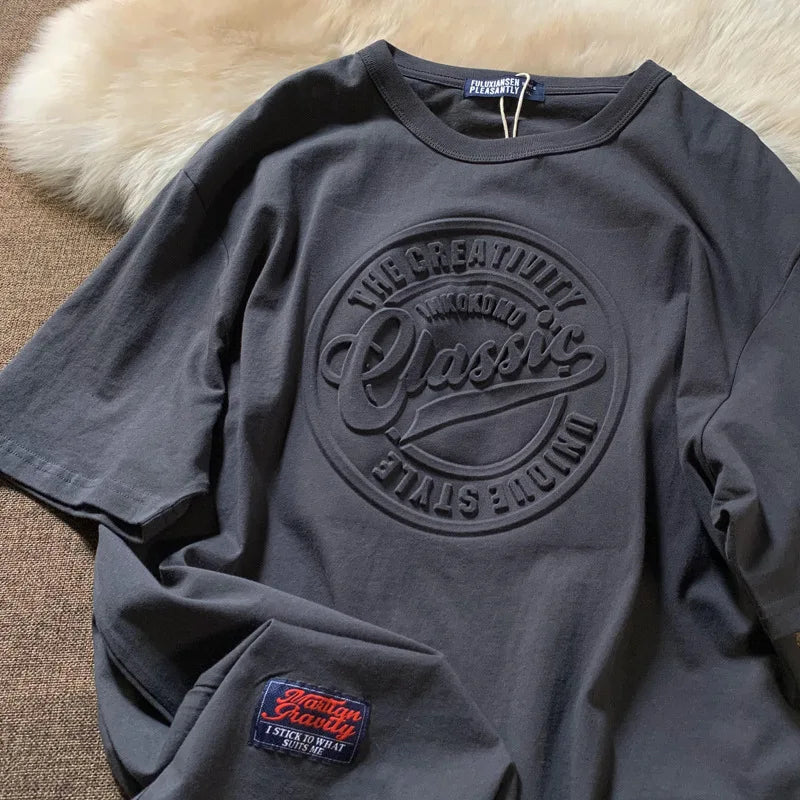 Vintage 3D Print Steel Seal Print Mens Short-sleeved T-Shirt Casual T Shirt Couples T-shirts Women Men's Loose Tees.