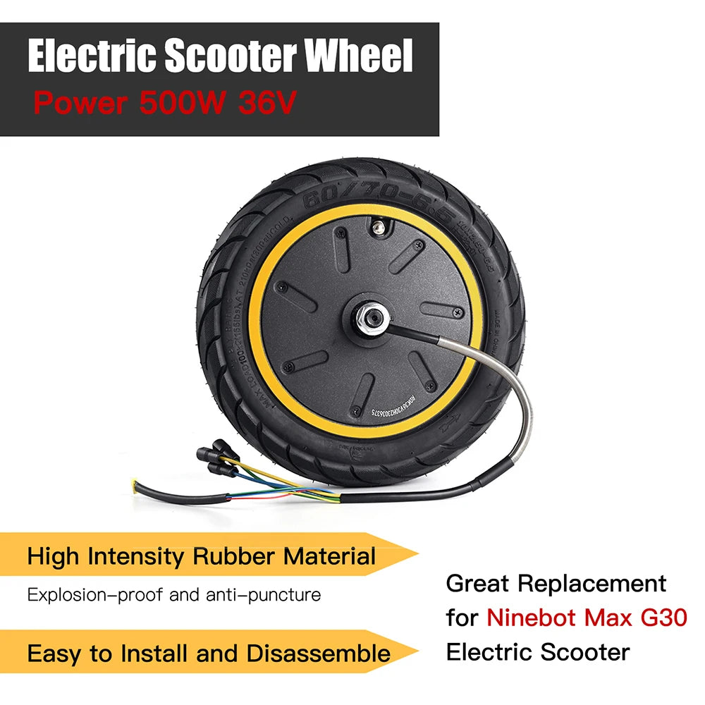 60/70-6.5 Motor Electric Scooter 36V 500W Engine Wheel For Ninebot Max G30 Electric Scooter Rear Driving Wheel Tire Motor Repair.