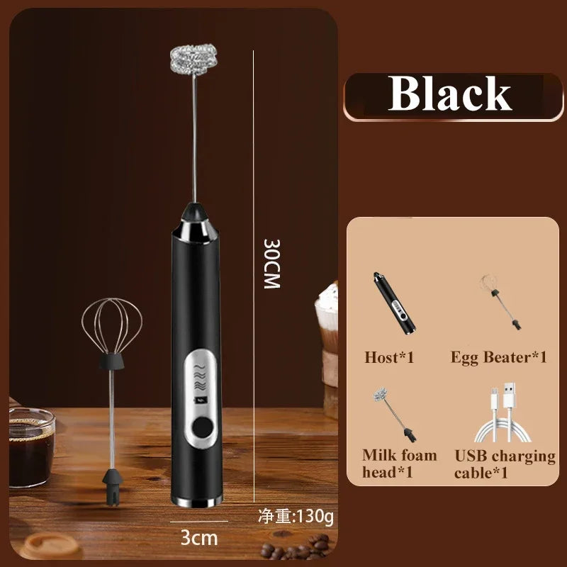 High Quality Electric Milk Frother Foam Maker Handheld USB Rechargeable Foamer High Speeds Drink Mixer Coffee Frothing Wand.