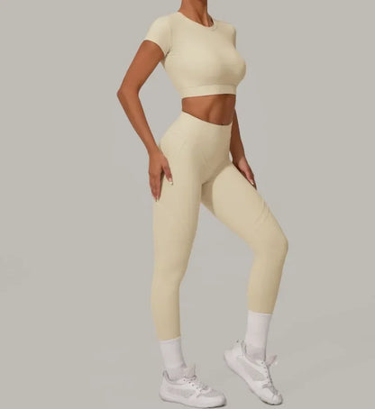 Seamless Yoga Sets Sports Fitness High Waist Hip Lift Tight Breathable Tracksuit Workout Clothing Gym Leggings Suit for Women