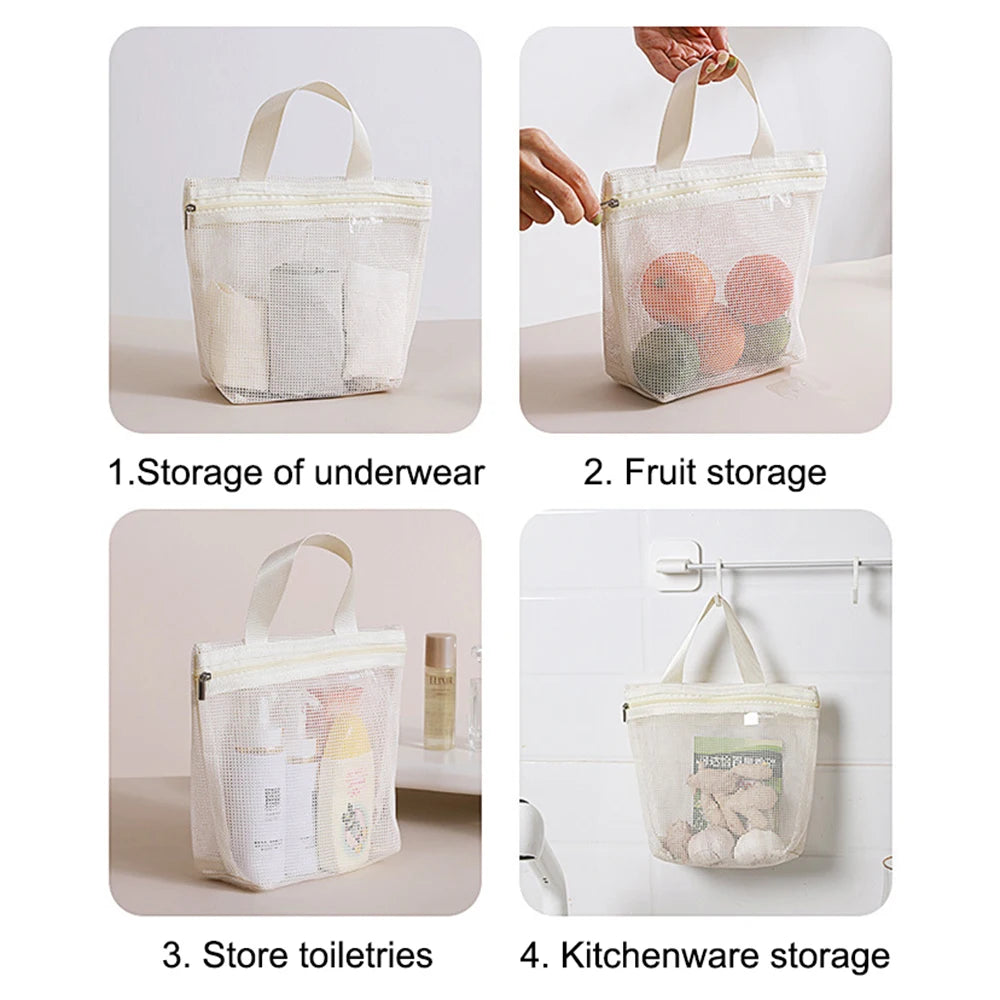 Mesh Makeup Toiletry Storage Bags Handbags Portable Travel Washing Body Shower Tools Organizer Hanging Cosmetic Organizer Pouch.