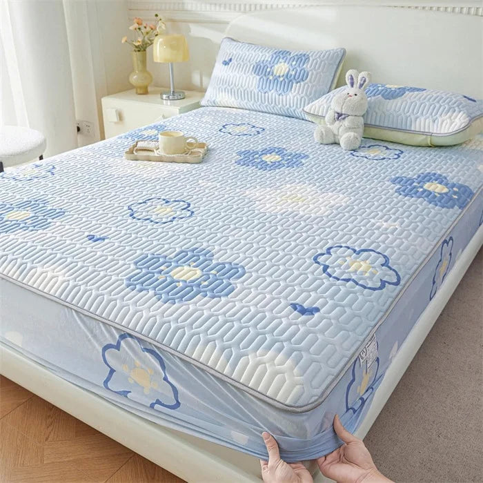 Cartoon Cute Pattern Cooling Fitted Sheet Single Natural latex fabric Soft cushion for Bedding Slow rebound Non-Slip Mattress