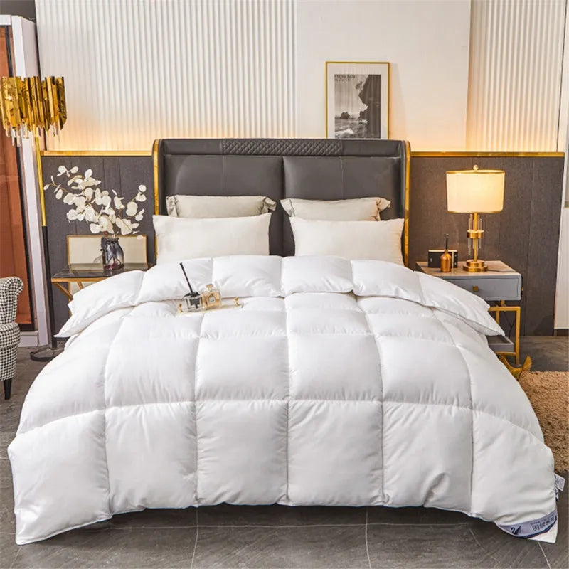 Winter Imitation Goose Down Quilt Five-Star Hotel Duvet Super Soft Fluffy Full Single Autumn Spring Comforter Quilted Blanket.