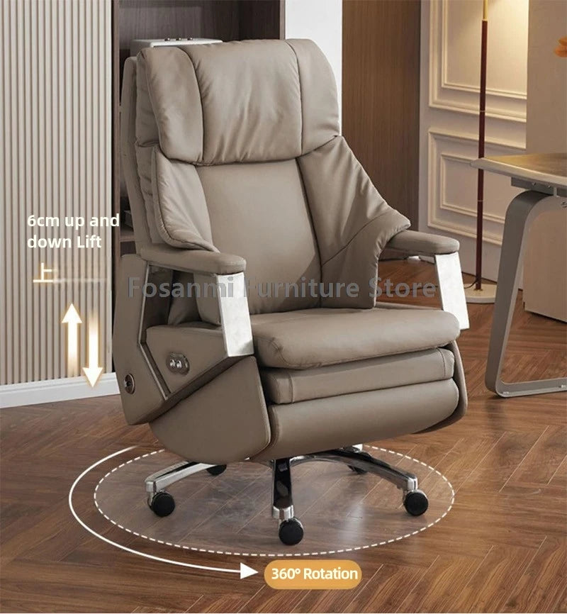 Ergonomischer Büro-Elektrostuhl, verstellbare Rücklehne und Höhe, Leder-Computerstuhl, Gamer Home, bequeme drehbare Schreibtischstühle