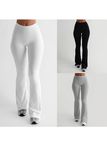 Frauen Casual Solide Farben Hohe Taille Schlaghosen Trendy Bootcut Hose Ausgestellte Leggings Hosen für Streetwear
