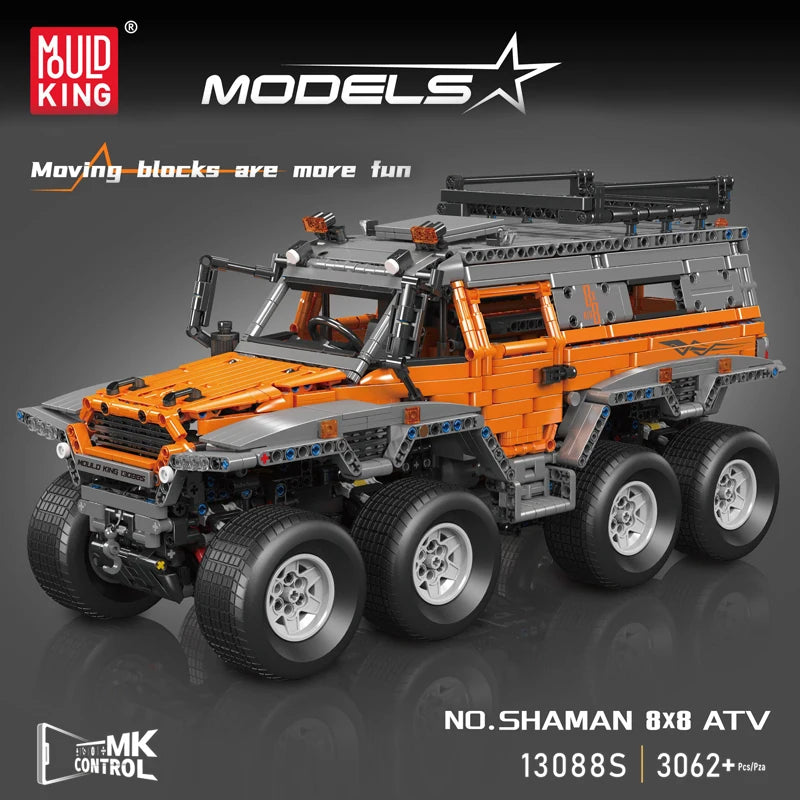 Mould King 13088 13089 Technical Car Toys The RC Avtoros Shaman 8x8 Building Block Assembly Car Brick Set Kids Christmas Gift.