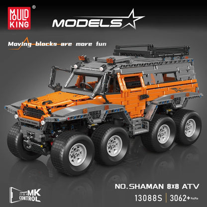 Mould King 13088 13089 Technical Car Toys The RC Avtoros Shaman 8x8 Building Block Assembly Car Brick Set Kids Christmas Gift.