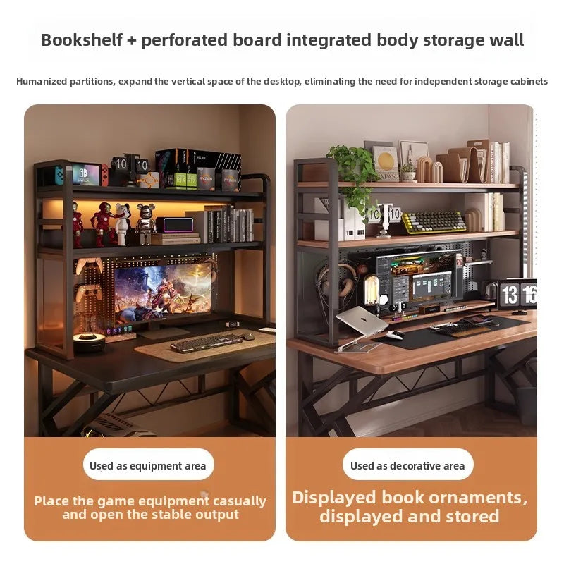 Schreibtisch, Bücherregal, integrierter Schreibtisch mit Lochbrett, Schlafzimmer, E-Sport-Tisch, Desktop-Computertisch