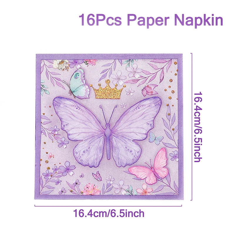 Schmetterling Geburtstag Party Dekoration Mädchen Einweg Geschirr Set Pappteller Tasse Ballon Tischdecke Schmetterling Thema Liefert.