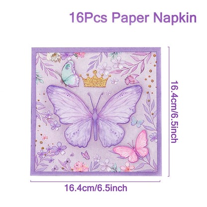 Schmetterling Geburtstag Party Dekoration Mädchen Einweg Geschirr Set Pappteller Tasse Ballon Tischdecke Schmetterling Thema Liefert.
